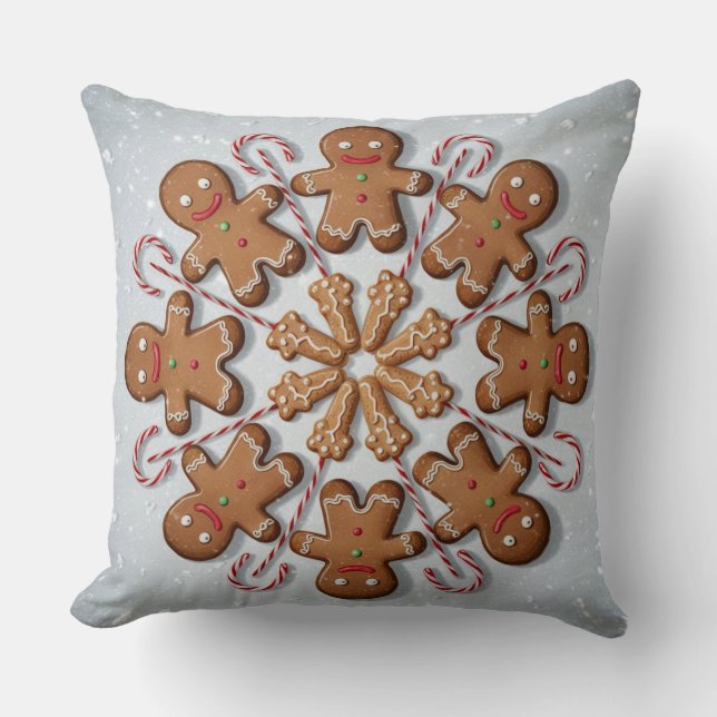 Gingerbread Man Seamless Pattern Christmas  Cushion (Front)