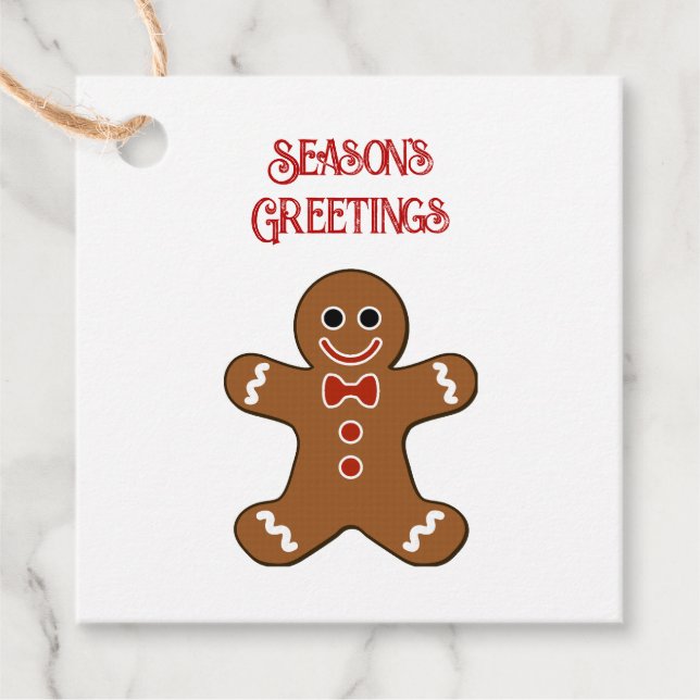 Gingerbread Man Season's Greetings Gift Tags (Front)
