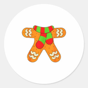 Gingerbread Man Shirt Adult Kids Men Women Cookie  Classic Round Sticker