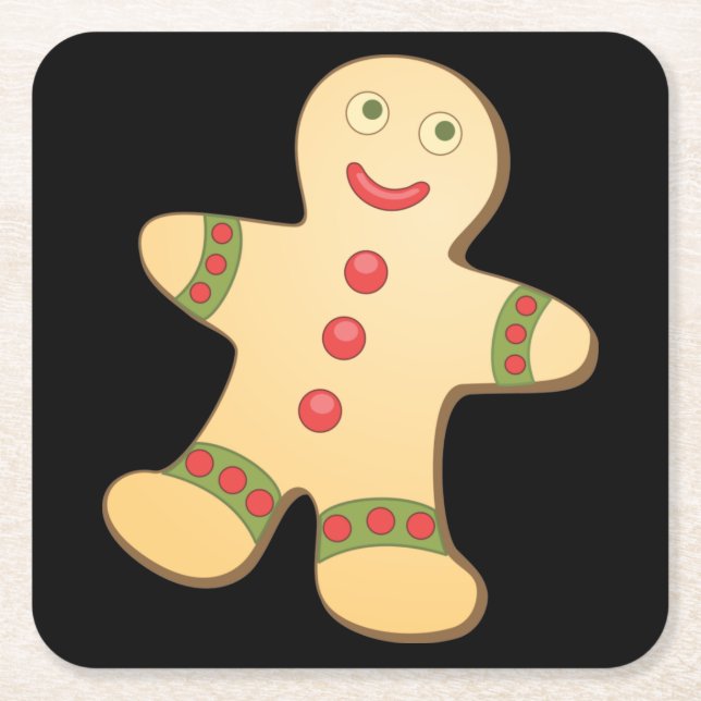 Gingerbread Man Square Paper Coaster (Front)