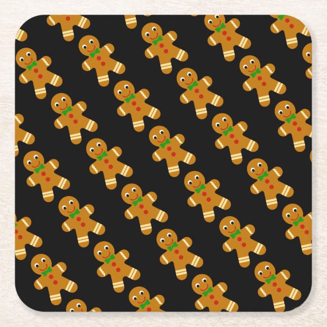 Gingerbread Man Square Paper Coaster (Front)