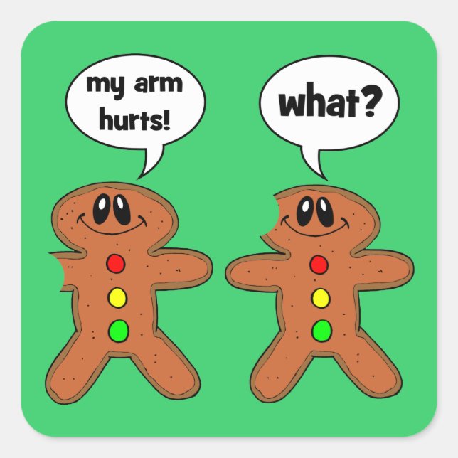 gingerbread man square sticker (Front)