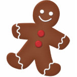 Gingerbread Man Standing Photo Sculpture<br><div class="desc">A cute and fun gingerbread man with red candy buttons,  squiggly white frosting on his arms and legs,  and a frosting mouth and eyes!</div>