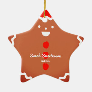 Gingerbread man star Christmas cookie ornament
