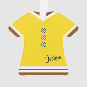 Gingerbread Man Suit Yellow Christmas Figurine Ornament