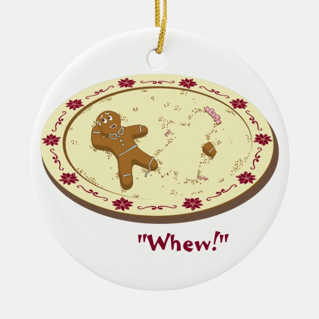 Gingerbread Man Survives! Ceramic Tree Decoration (Front)