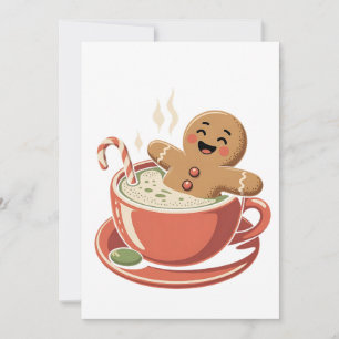 Gingerbread Man Taking a Matcha Bathub Christmas  Thank You Card