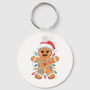 Gingerbread Man Tangled Christmas Lights Key Ring