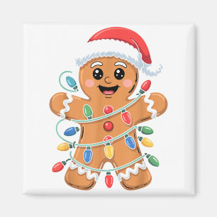 Gingerbread Man Tangled Christmas Lights  Magnet