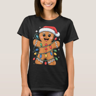 Gingerbread Man Tangled Christmas Lights  T-Shirt