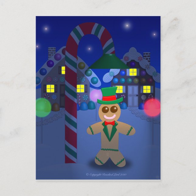 Gingerbread Man under Candy Lamp Postcard (Front)