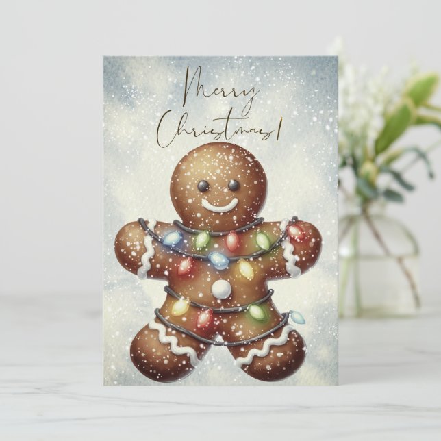 Gingerbread Man Winter Christmas Holiday Card (Standing Front)