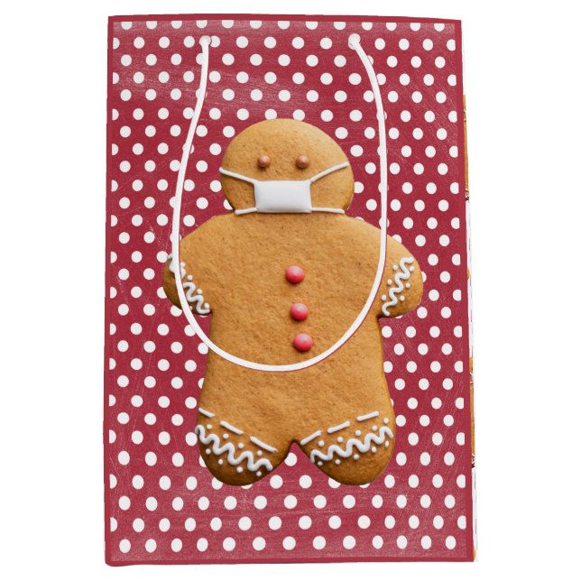 Gingerbread Man with a Mask | Cookie Medium Gift Bag (Front)