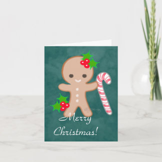 Gingerbread man with Candy Cane Holiday Card
