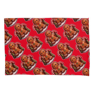 Gingerbread man with candy canes pillowcase