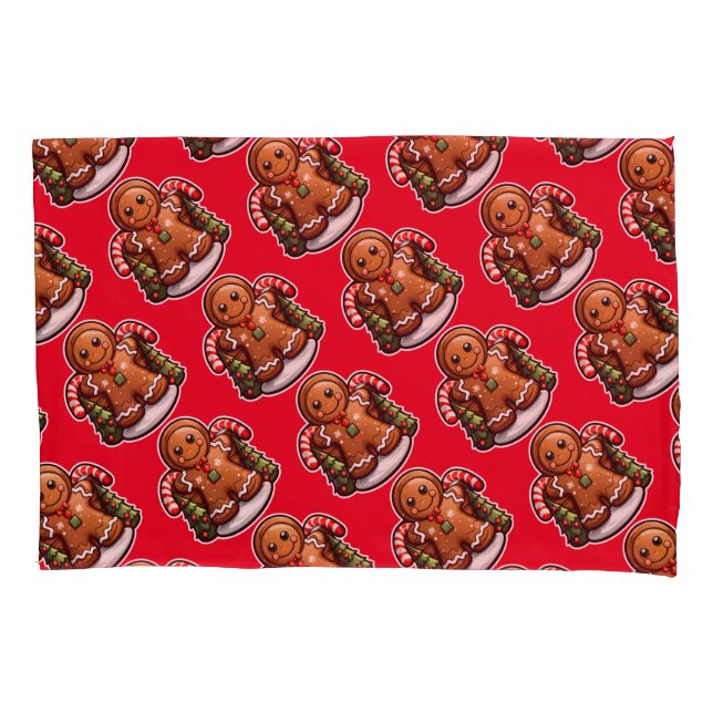 Gingerbread man with candy canes pillowcase (Front)