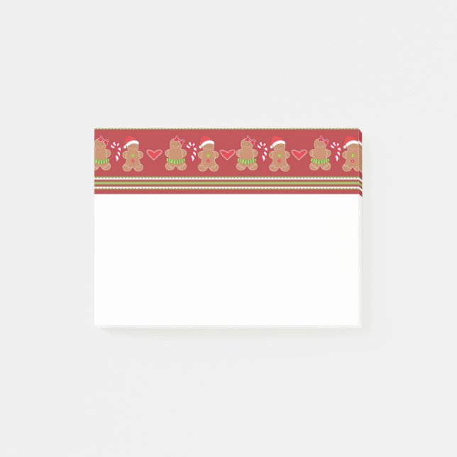 Gingerbread Man with Christmas Stripes Post-it Notes (Front)
