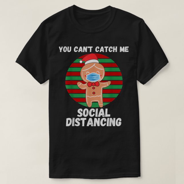 Gingerbread Man With Mask Christmas 2020 Social Di T-Shirt (Design Front)