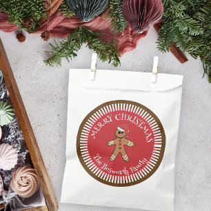 Gingerbread Man with Santa Hat Merry Christmas Favour Bags