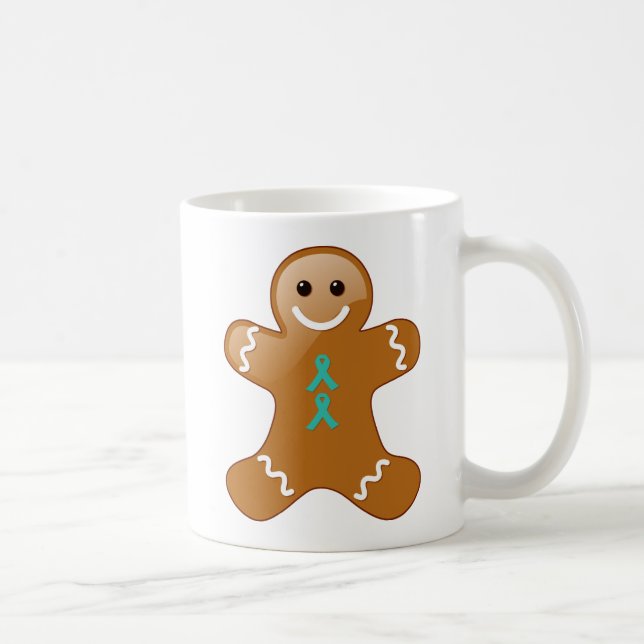 Gingerbread Man with Teal Ribbons Coffee Mug (Right)