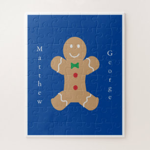 Gingerbread Man with Vertical Custom Name Jigsaw Puzzle