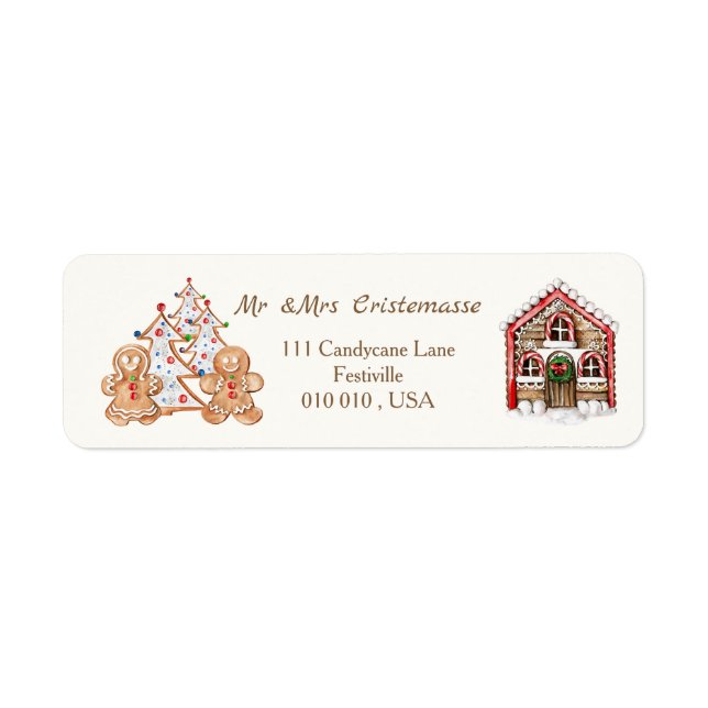 Gingerbread man, woman, candy cane house Christmas (Front)