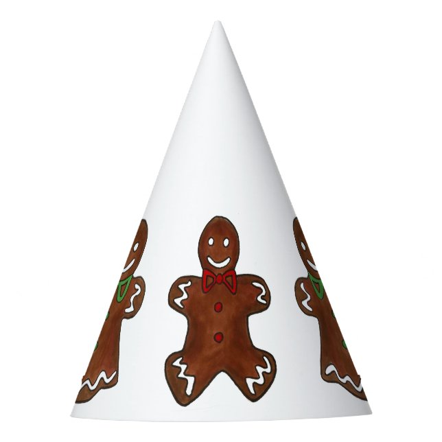 Gingerbread Man Woman Christmas Cookies Holiday Party Hat (Front)