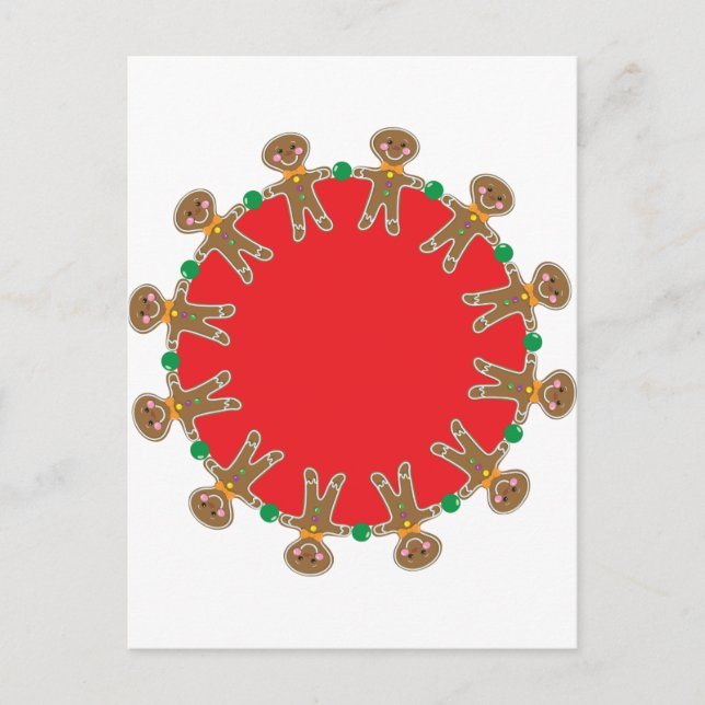 Gingerbread Man Wreath Postcard (Front)