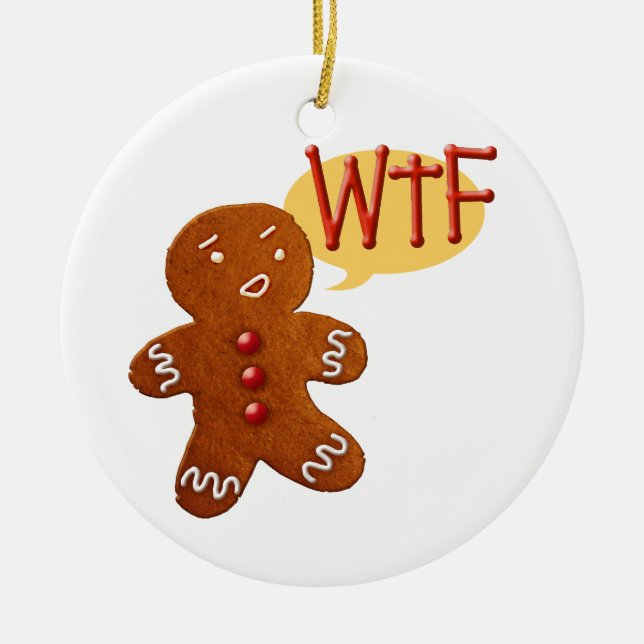 Gingerbread Man WTF Ceramic Tree Decoration (Front)