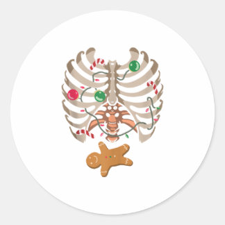 Gingerbread Man X-Ray Skeleton Bones Chr Classic Round Sticker