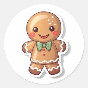 Gingerbread Man's Holiday Greetings Classic Round Sticker