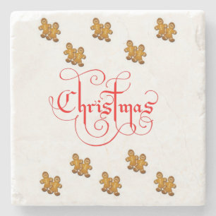 Gingerbread Marble Stone Coaster Christmas