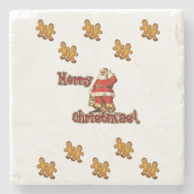 Gingerbread Marble Stone Coaster Christmas (Front)