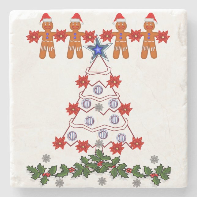 Gingerbread Marble Stone Coaster Christmas (Front)