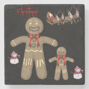 Gingerbread Marble Stone Coaster Christmas