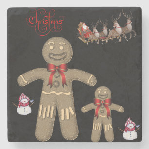 Gingerbread Marble Stone Coaster Christmas