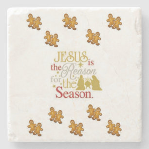 Gingerbread Marble Stone Coaster Christmas