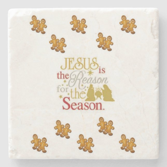 Gingerbread Marble Stone Coaster Christmas (Front)