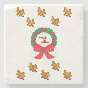 Gingerbread Marble Stone Coaster Christmas