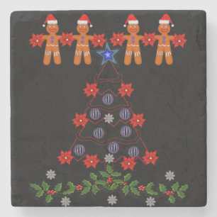 Gingerbread Marble Stone Coaster Christmas