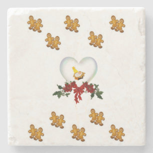 Gingerbread Marble Stone Coaster Christmas