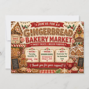 Gingerbread Market Festive Christmas Bake Sale Invitation