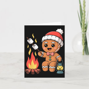 Gingerbread Marshmallow Roaster Camng Christmas  Card