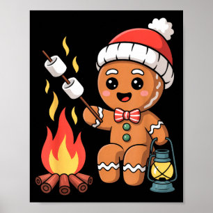Gingerbread Marshmallow Roaster Camng Christmas  Poster