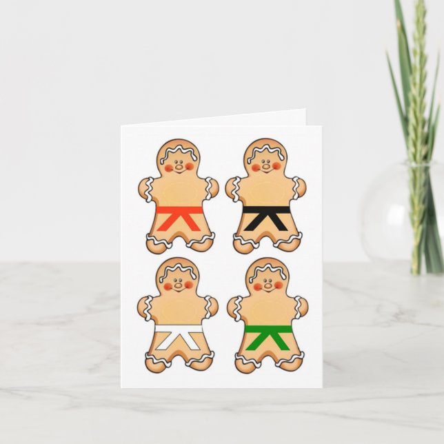 Gingerbread Martial Artists Holiday Greeting Cards (Front)