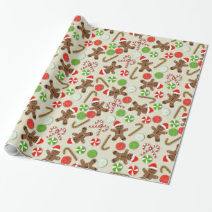 Gingerbread Men and Candy Wrapping Paper