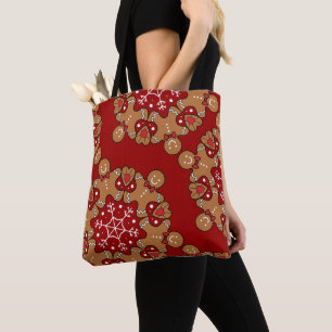 Gingerbread Men And Snowflake Mandala Tote Bag