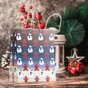 Gingerbread Men and Snowmen, Christmas Gift Bag