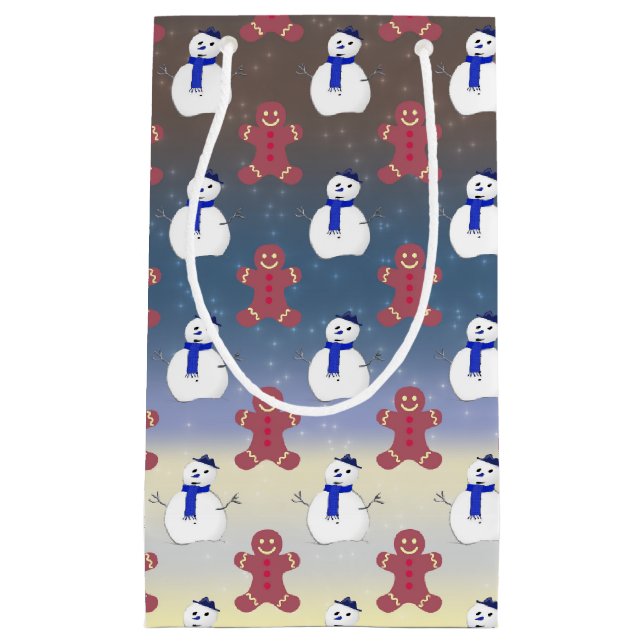 Gingerbread Men and Snowmen, Christmas Gift Bag (Front)
