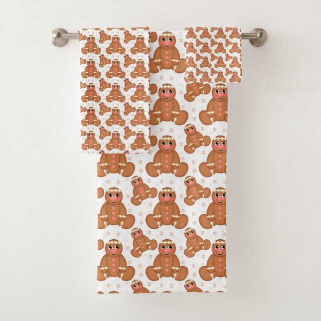 Gingerbread Men Bath Towel Set (Insitu)